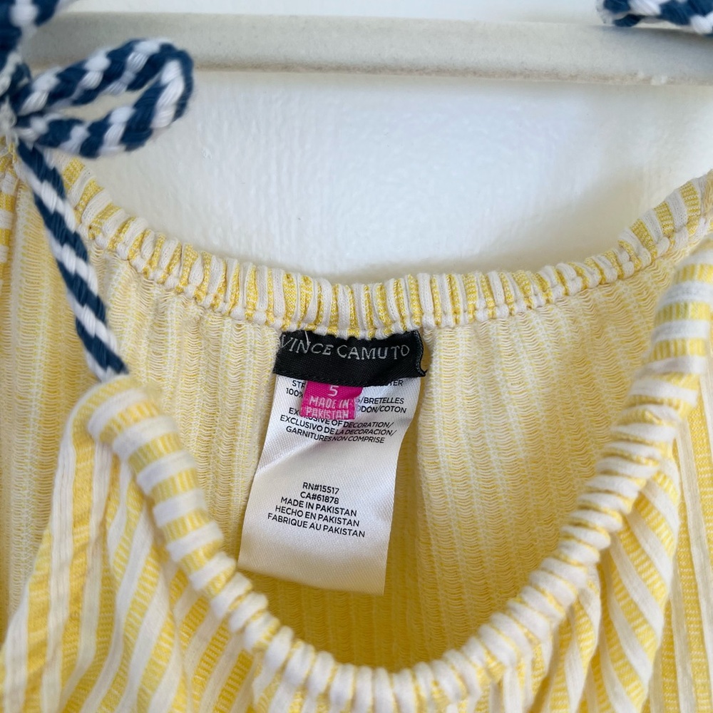 Vince Camuto Yellow Striped Kids Sundress with Navy Accents | Girls 5T - Picture 4 of 6